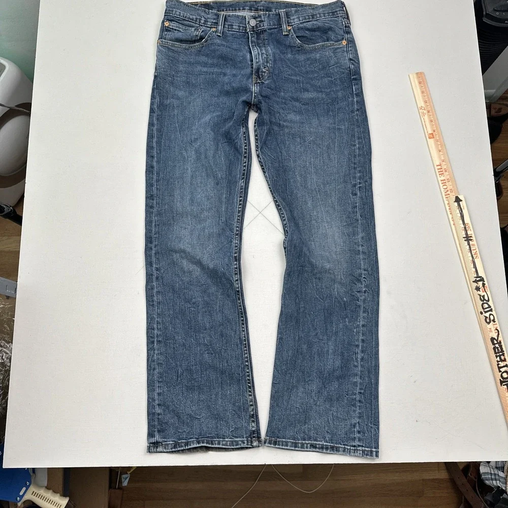 Levi's 527 Slim BootCut Jeans Men Actual 35x32 Dark Blue Cotton Stretch Denim